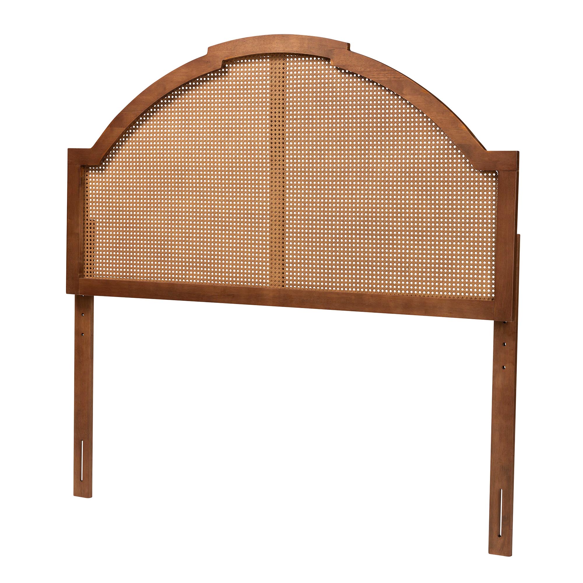 Baxton Studio Madeline Classic and Traditional Ash Walnut Finished Wood Queen Size Headboard with Rattan
